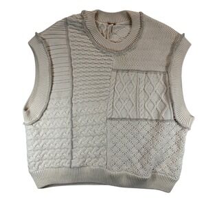 Free People Sweater‎ Vest Sleeveless Knit Patchwork Cottagecore Size S READ
